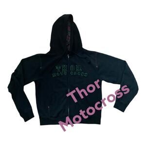 Thor Motocross black hooded zip up sweatshirt woman’s size large